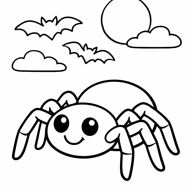 Free printable coloring page: Friendly Spider, for ages 3-6
