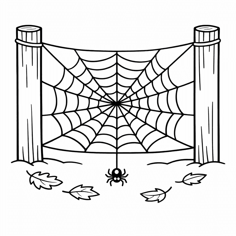 Free printable coloring page: Spider Web With Dew, for ages 3-6