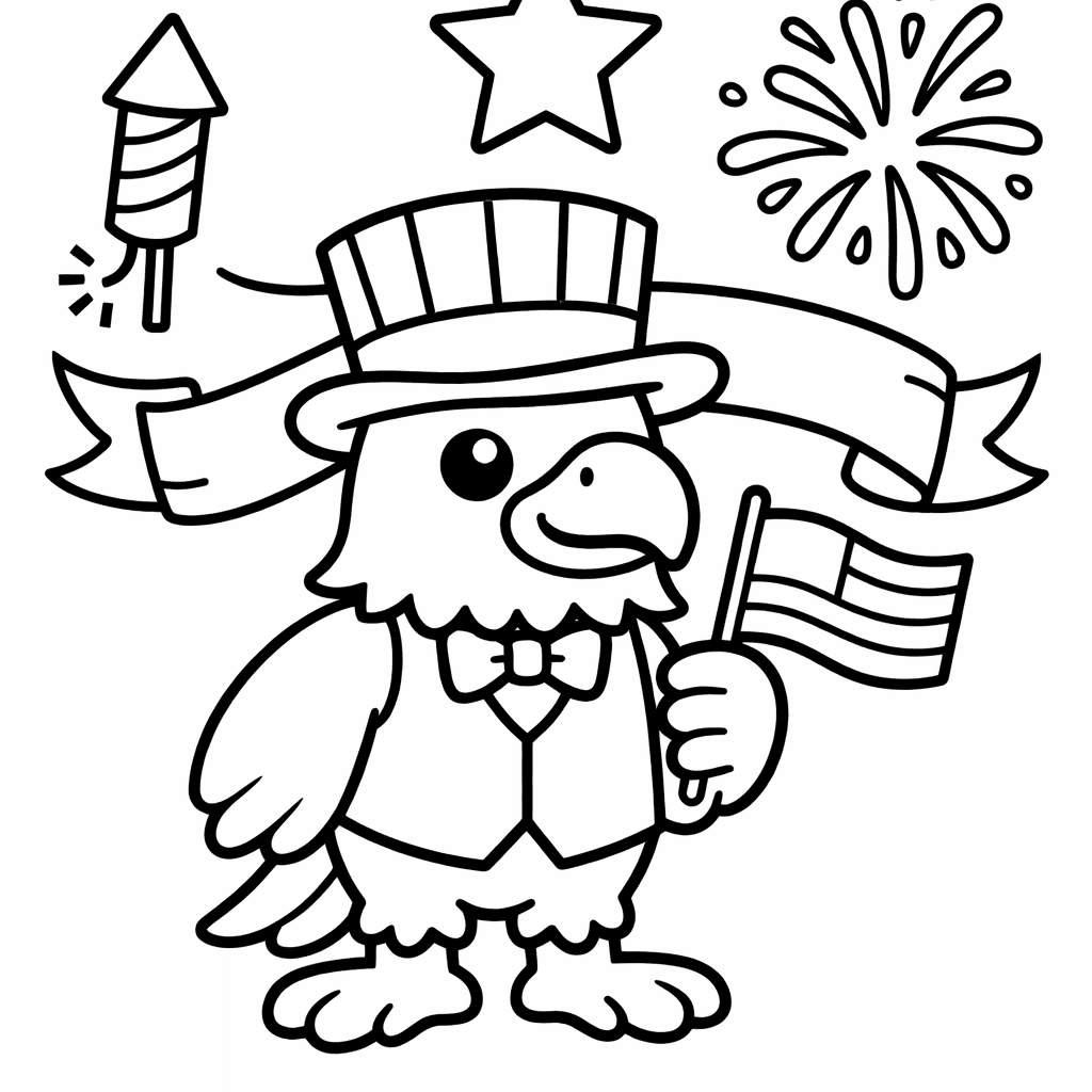 Free printable coloring page: Stars And Stripes, for ages 3-6