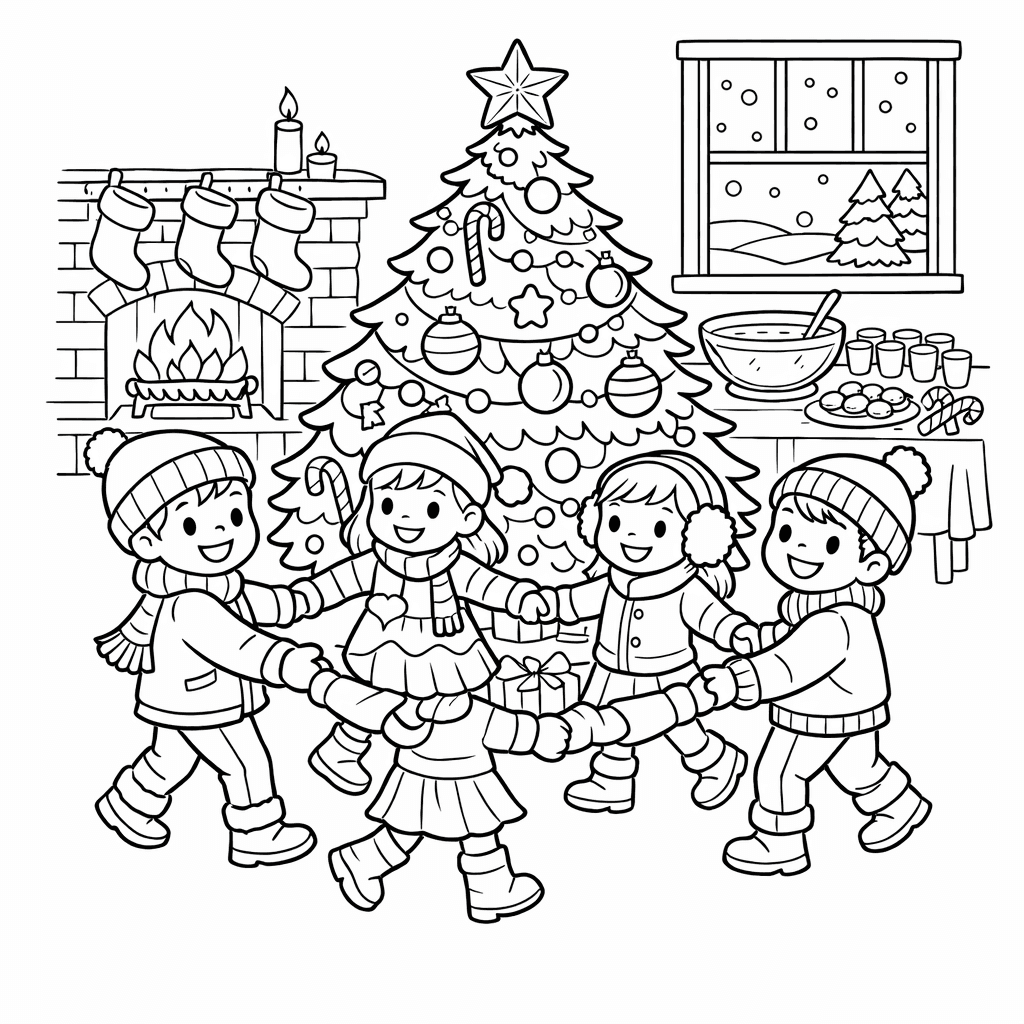 Free printable coloring page: Snowman And Presents, for ages 7-12