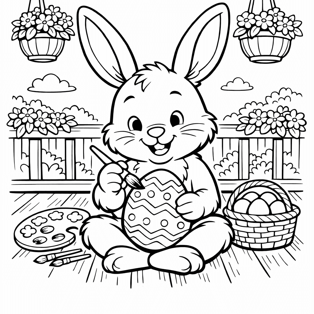Free printable coloring page: Easter Bunny, for ages 7-12
