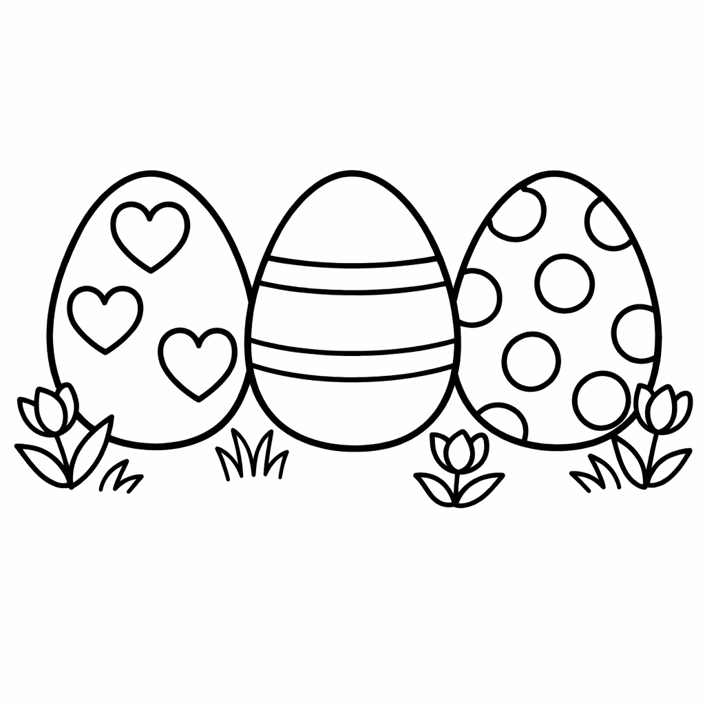 Free printable coloring page: Decorated Eggs, for ages 3-6