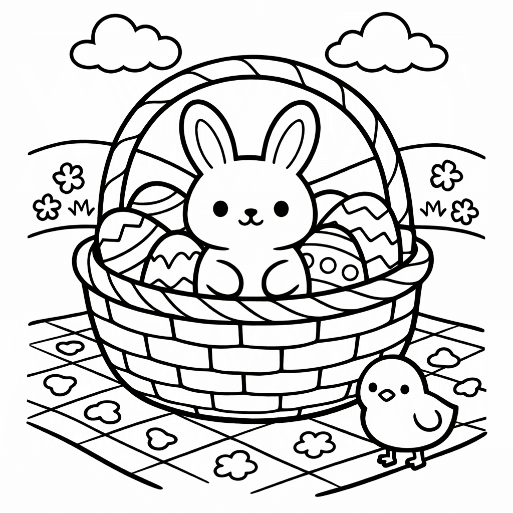 Free printable coloring page: Object Only: Two Or Three Easters Side By…, for ages 3-6
