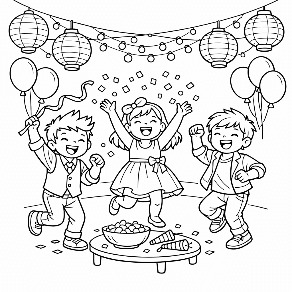 Free printable coloring page: Celebration Simple, for ages 7-12
