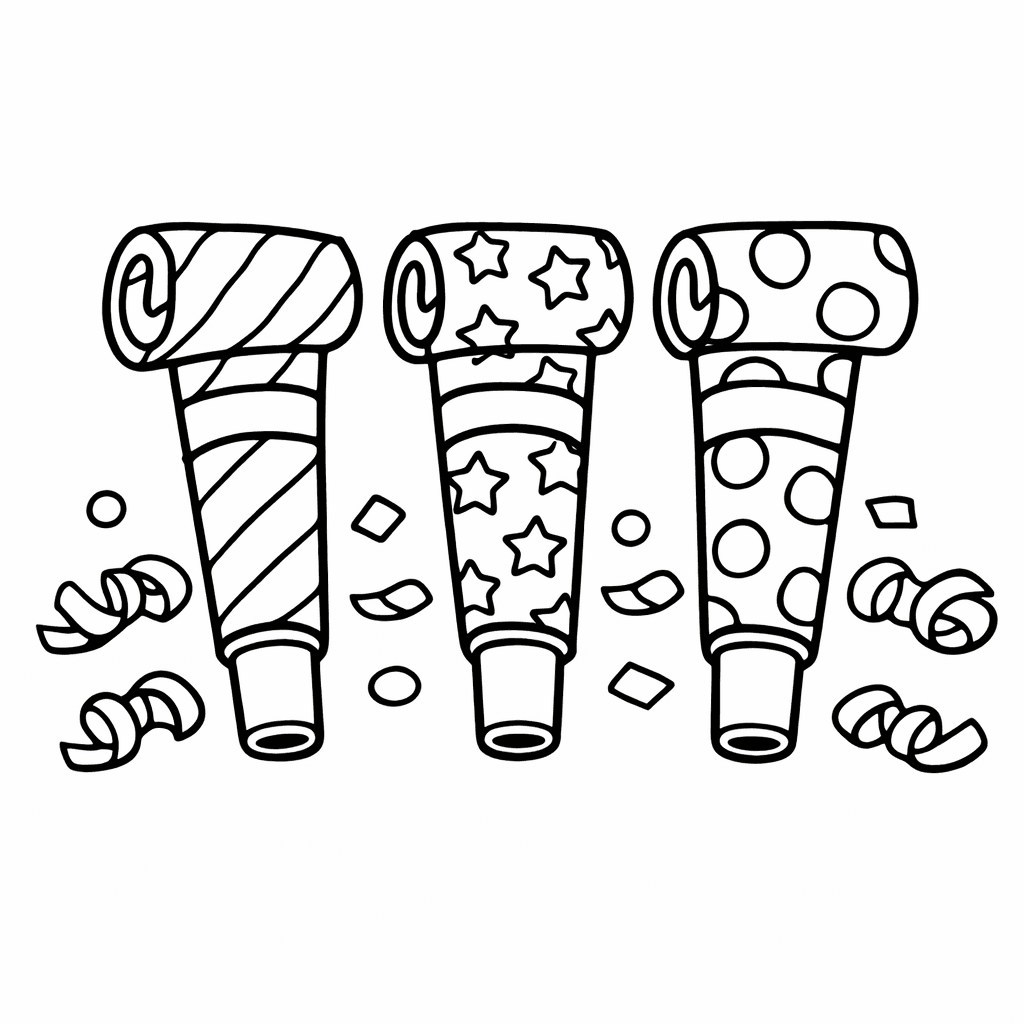 Free printable coloring page: Object Only: Two Or Three New Years Side…, for ages 3-6