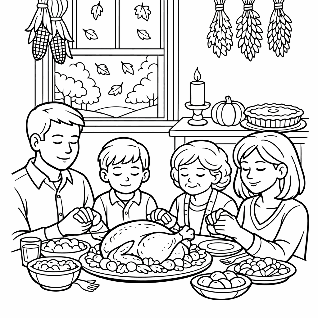 Free printable coloring page: Object Only: Two Or Three Thanksgivings Side By…, for ages 7-12