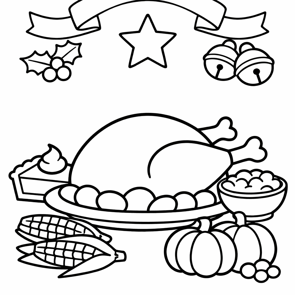 Free printable coloring page: Thanksgiving Simple, for ages 3-6