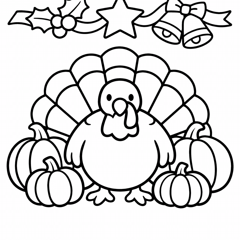 Free printable coloring page: Thankful Scene, for ages 3-6