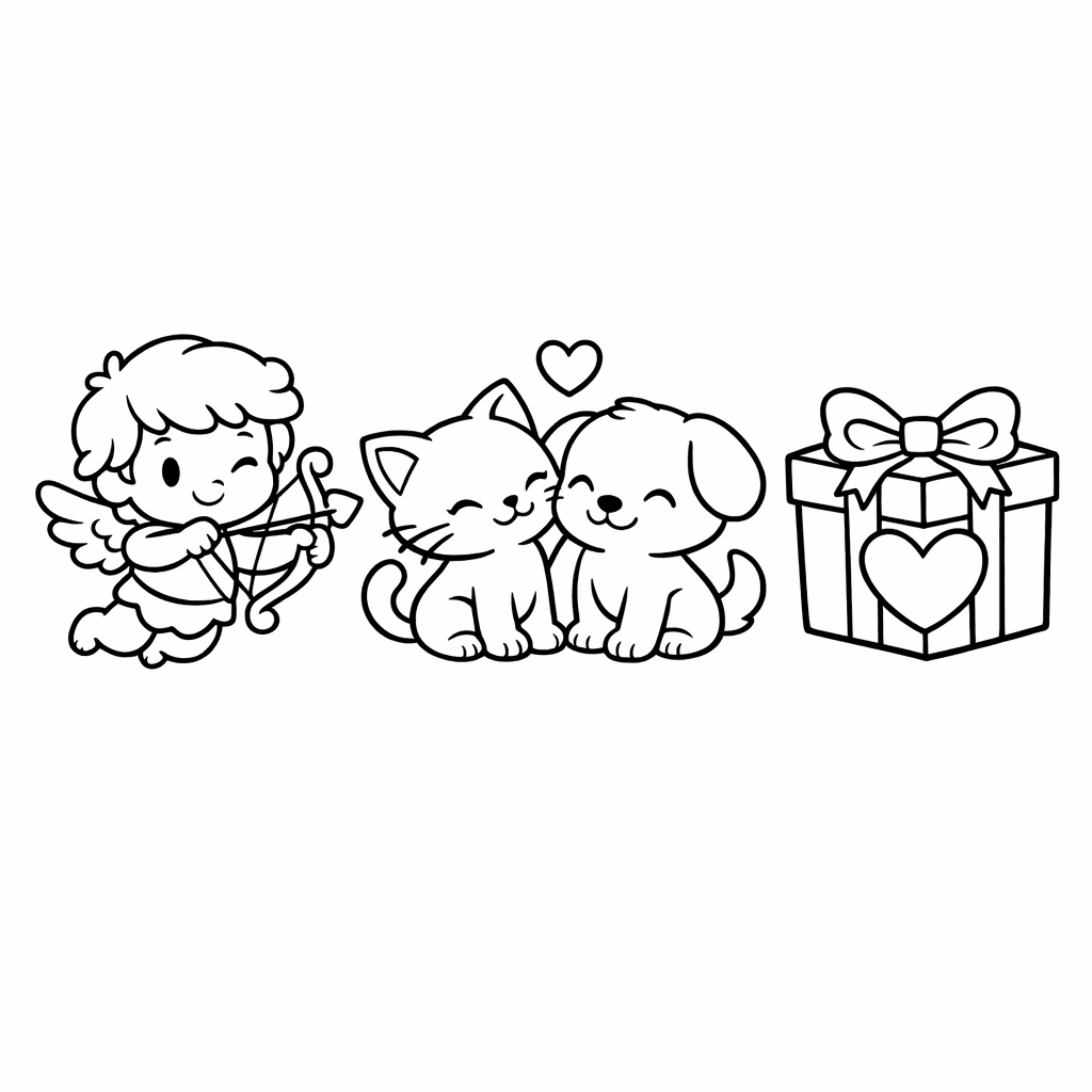 Free printable coloring page: Valentine Card, for ages 7-12