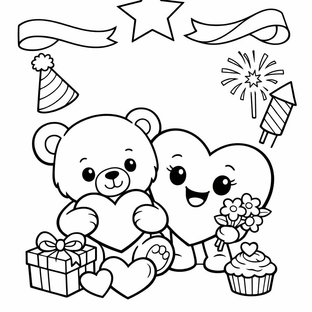 Free printable coloring page: Love Scene, for ages 7-12