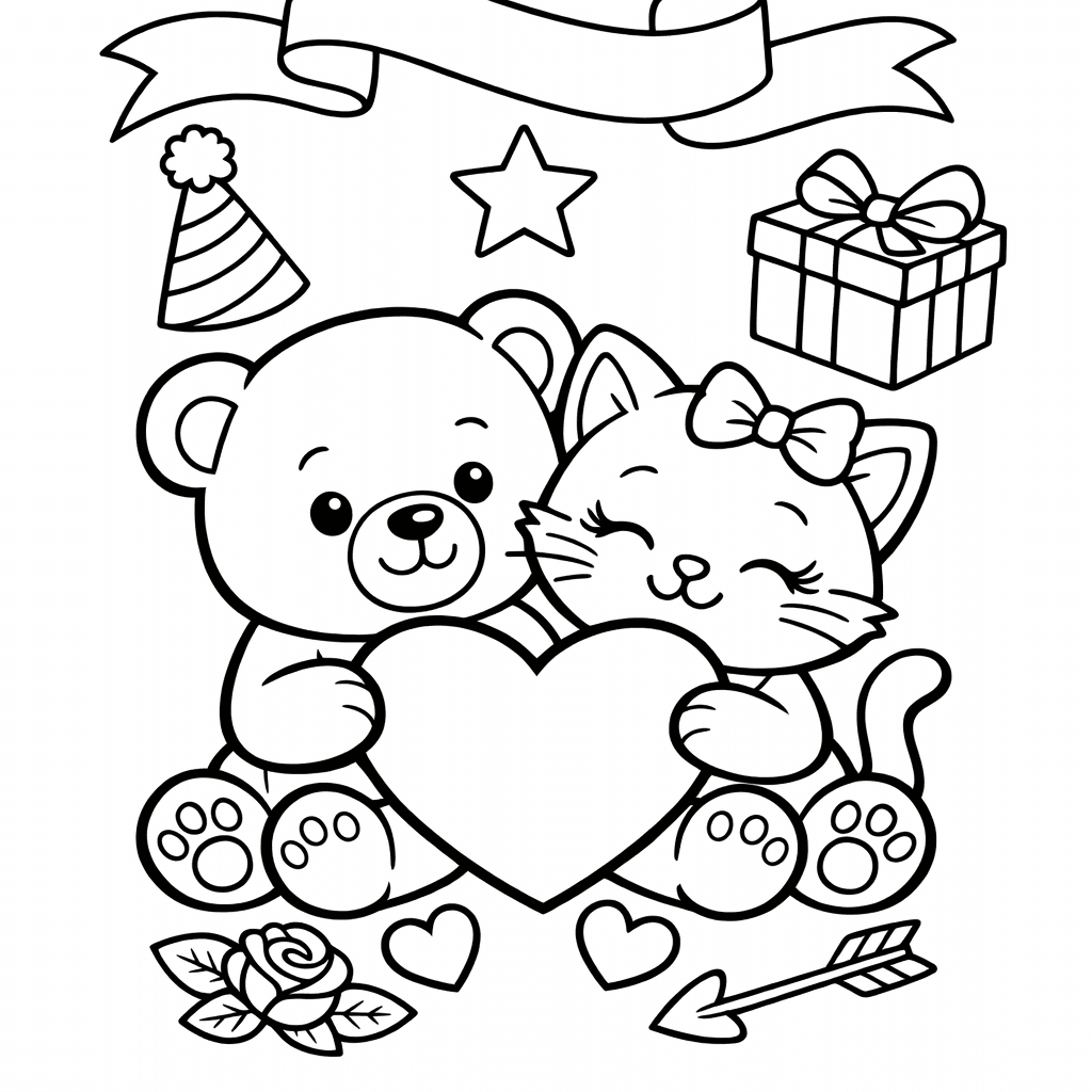Free printable coloring page: Valentine Outline, for ages 7-12