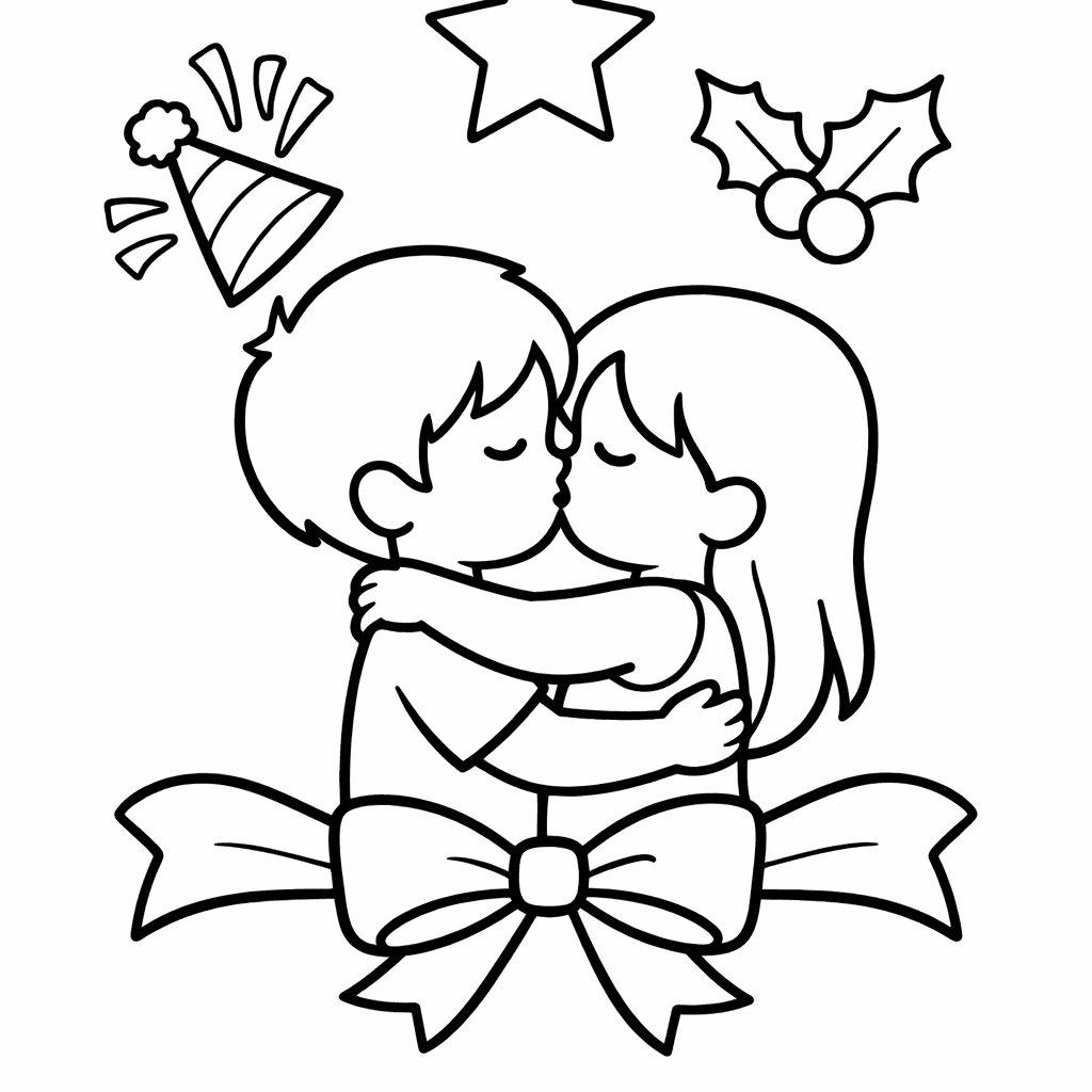 Free printable coloring page: Object Only: A Cute Valentine's Day With Clean…, for ages 3-6