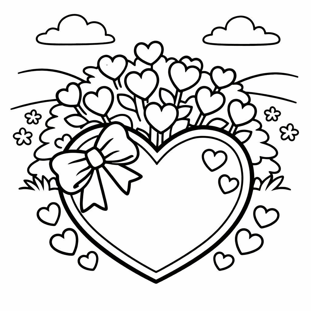 Free printable coloring page: Object Only: Two Or Three Valentine's Days Side…, for ages 3-6