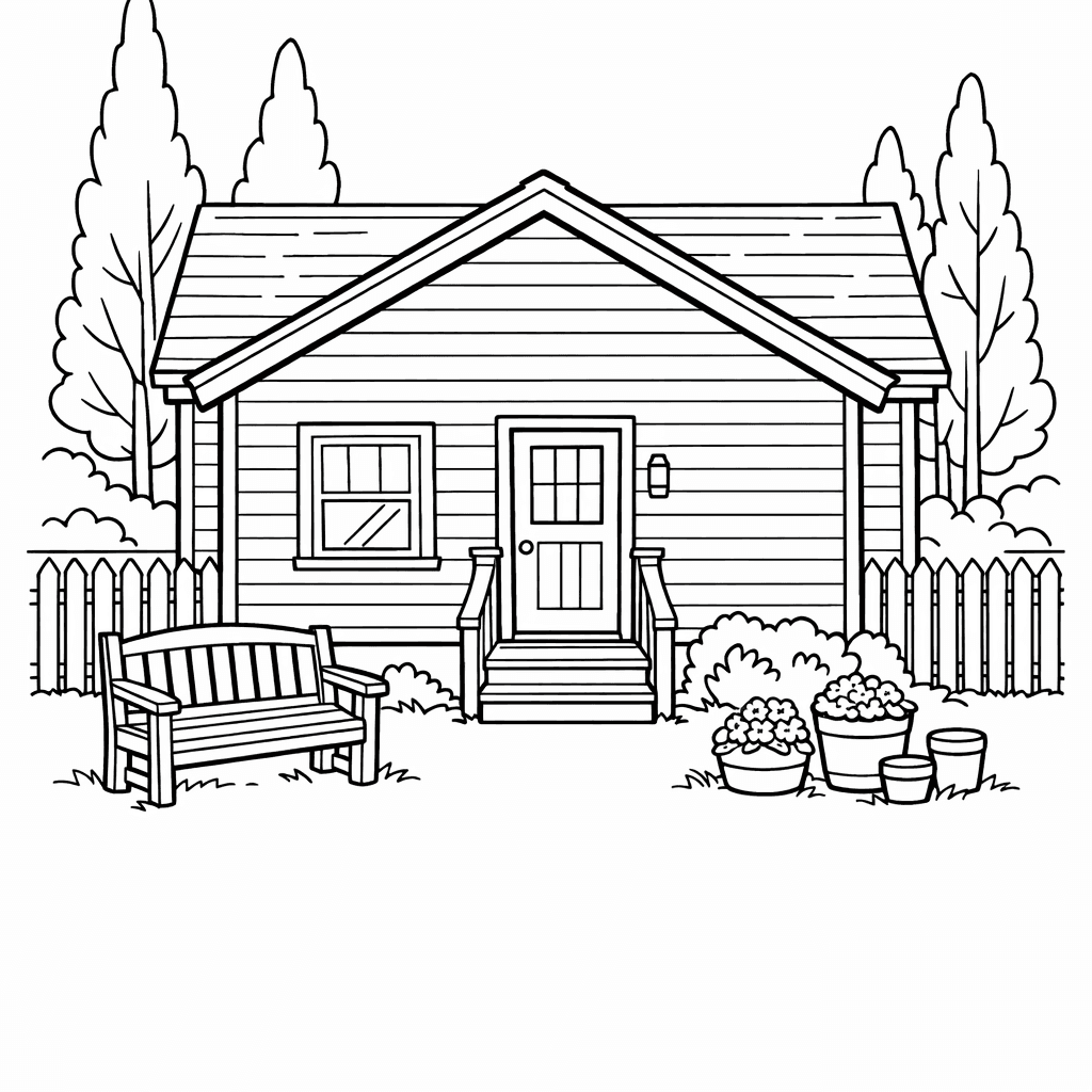 Free printable coloring page: House Simple, for ages 7-12