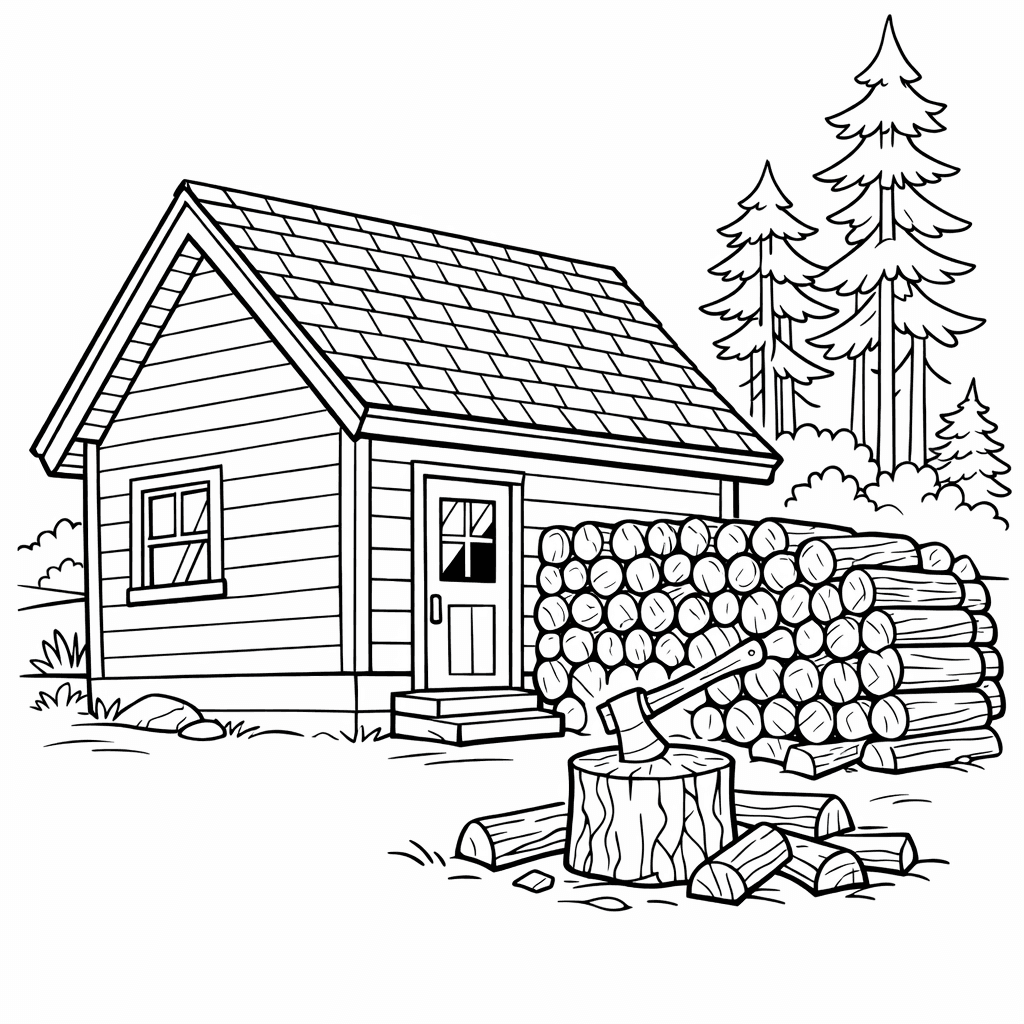 Free printable coloring page: House Front View, for ages 7-12