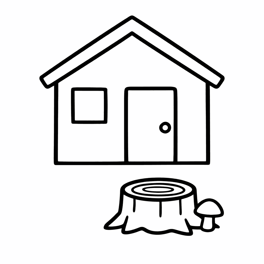 Free printable coloring page: House With Roof, for ages 3-6