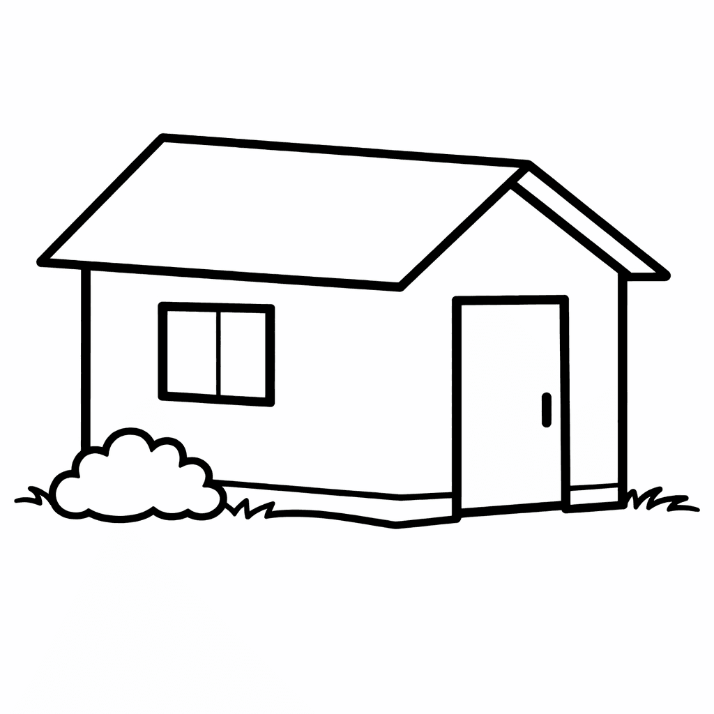 Free printable coloring page: House And Sun, for ages 3-6