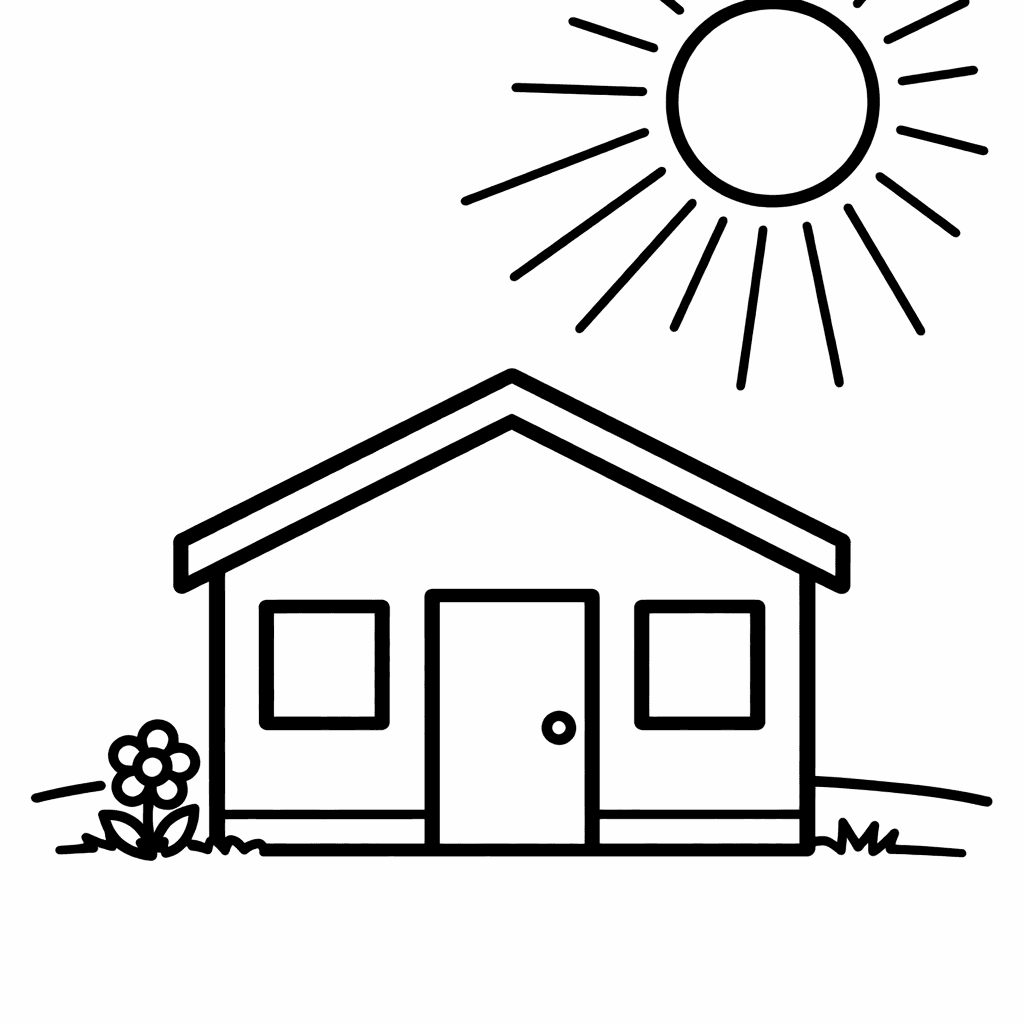 Free printable coloring page: Object Only: Two Or Three Houses Side By…, for ages 3-6