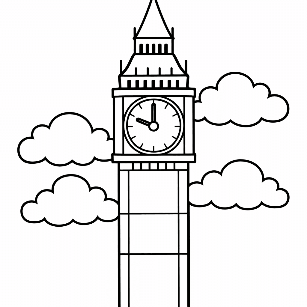 Big Ben Coloring Page — London Landmark