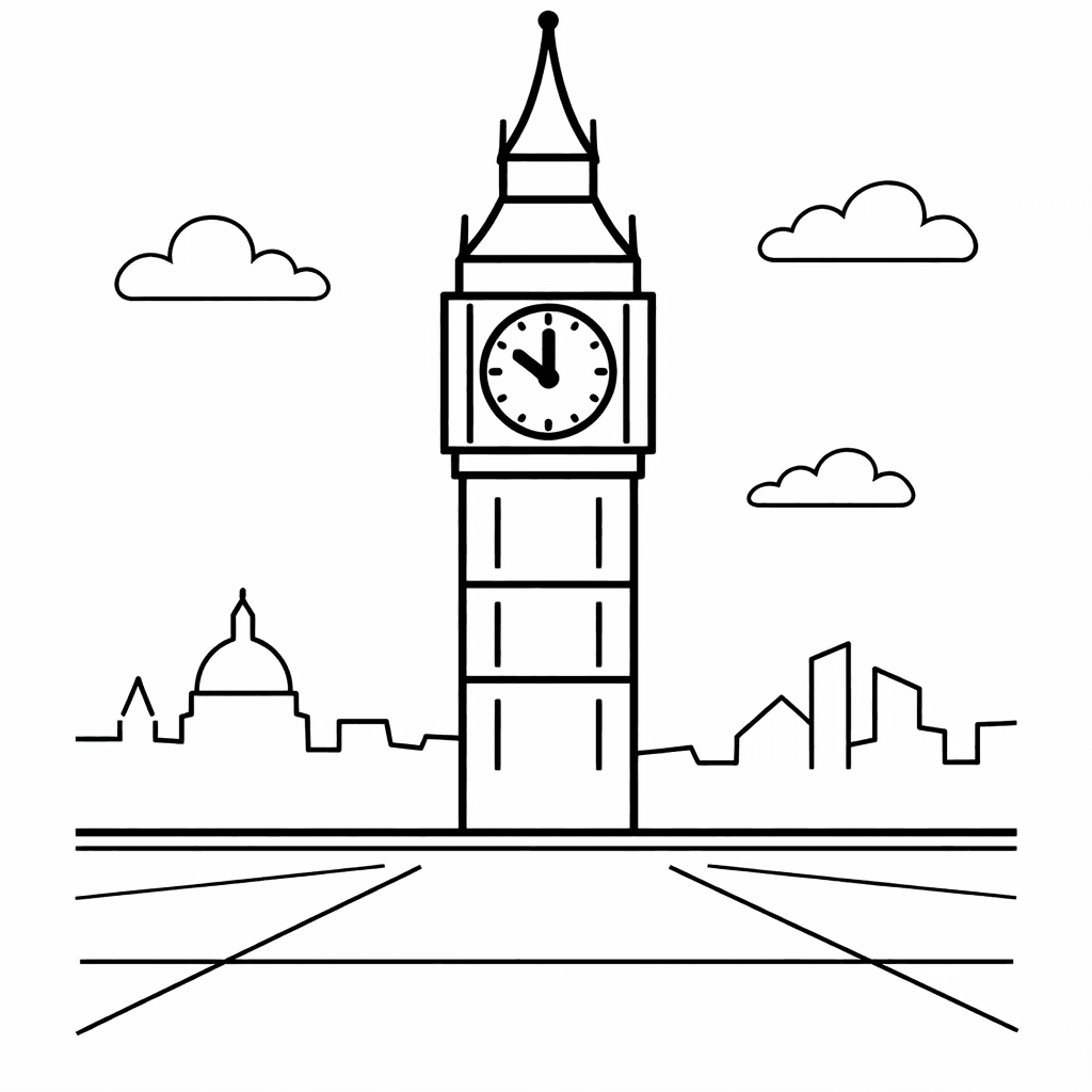 Big Ben Coloring Page — Big Ben Silhouette