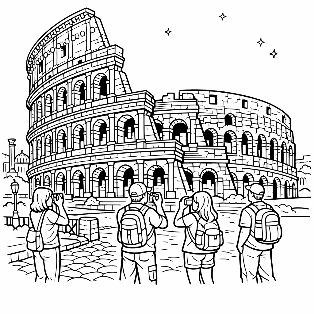 Free printable coloring page: Rome Landmark, for ages 7-12