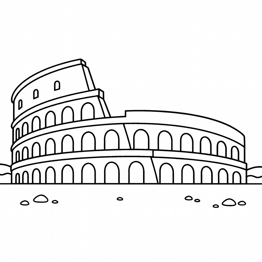Free printable coloring page: Colosseum Front, for ages 3-6