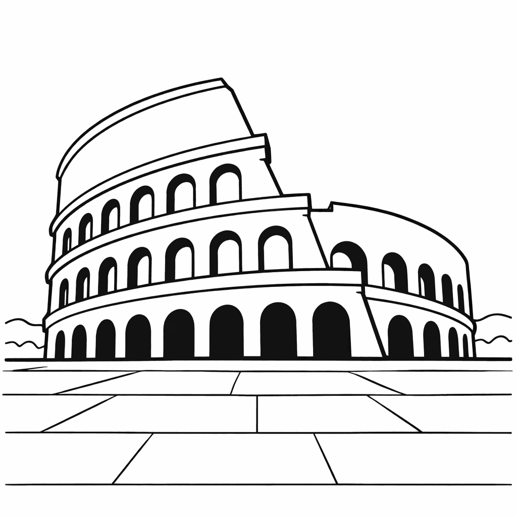 Colosseum Coloring Page — Colosseum And Arches