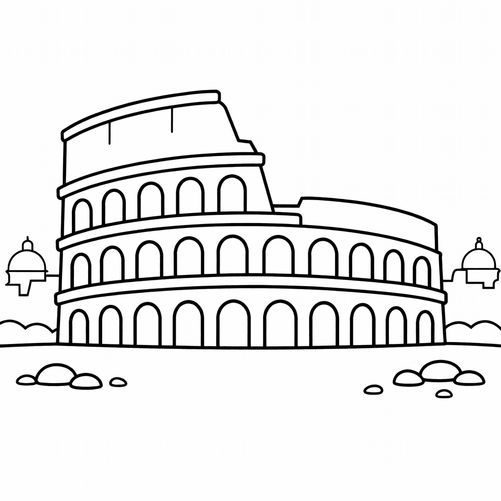 Free printable coloring page: Colosseum Simple, for ages 3-6