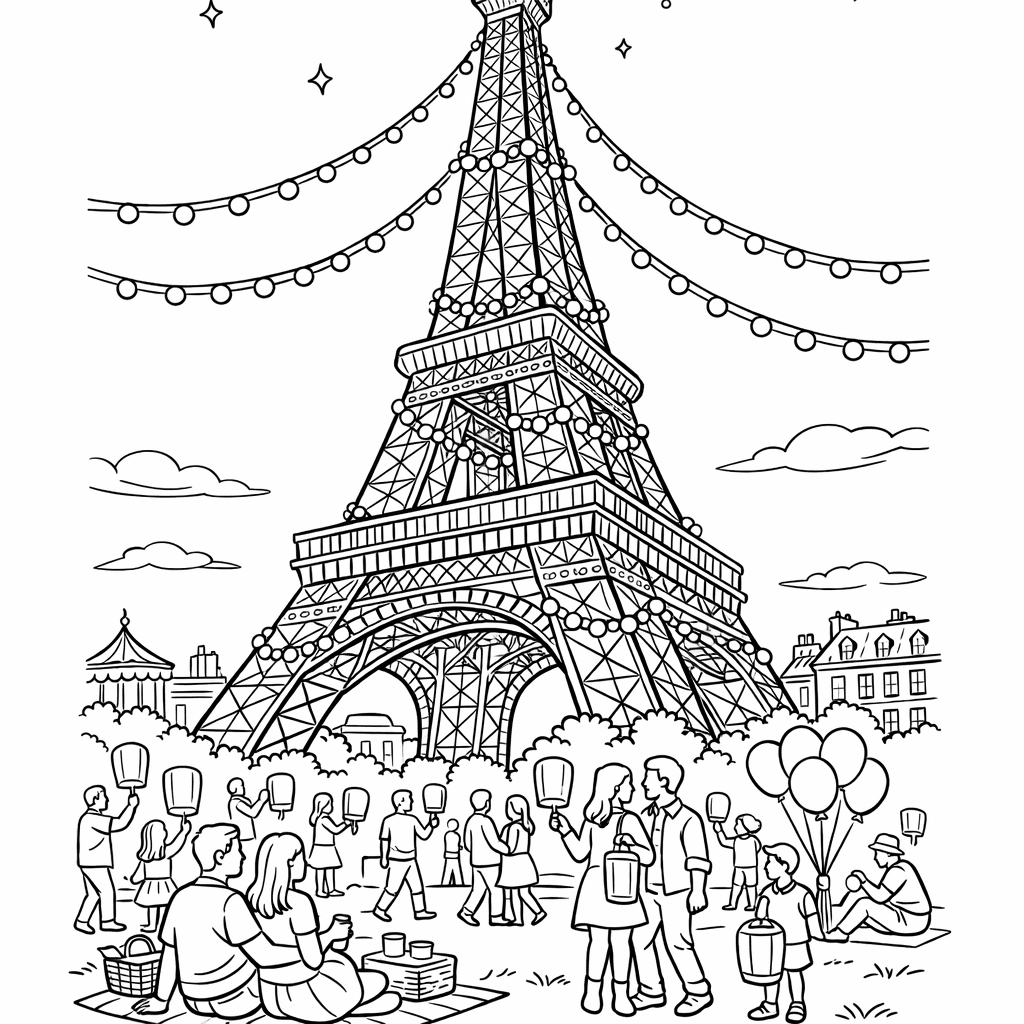 Free printable coloring page: Paris Landmark, for ages 7-12