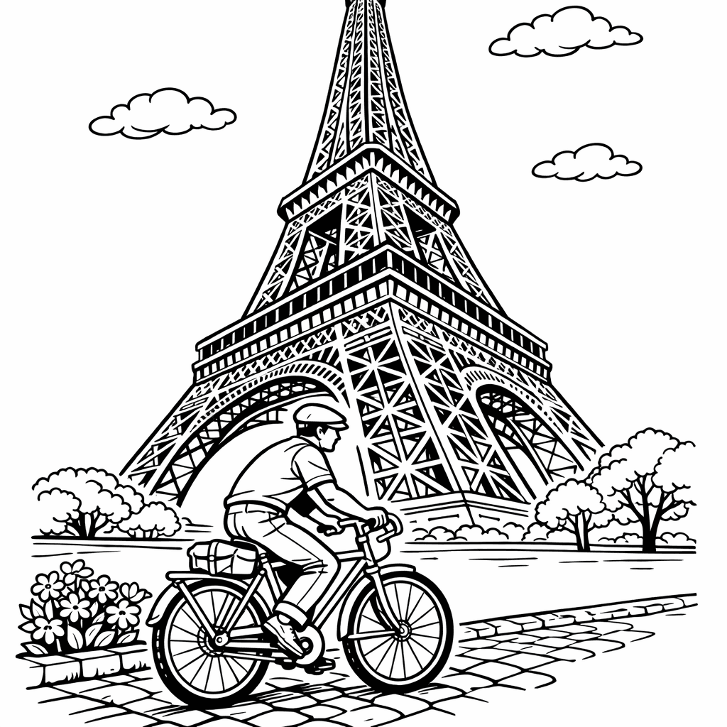Free printable coloring page: Eiffel Tower Simple, for ages 7-12