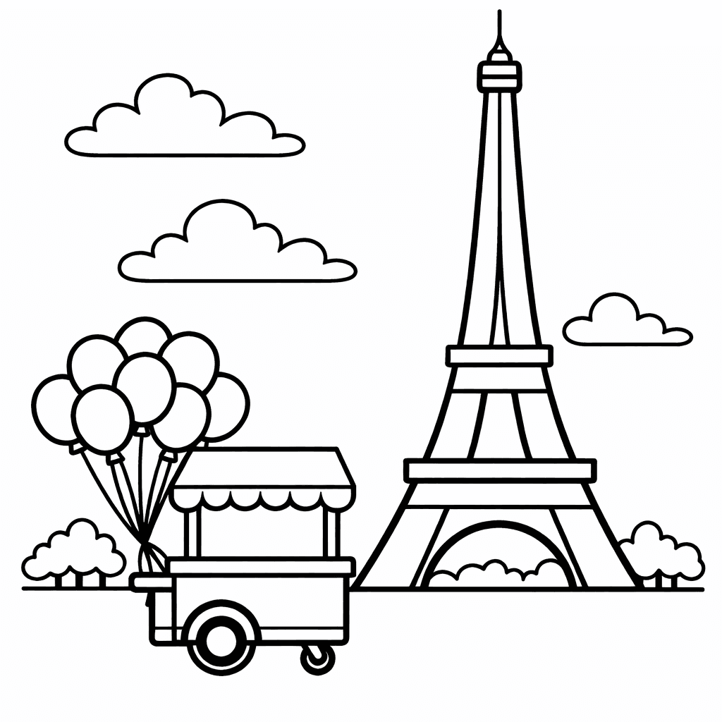 Eiffel Tower Coloring Page — Eiffel Tower Simple