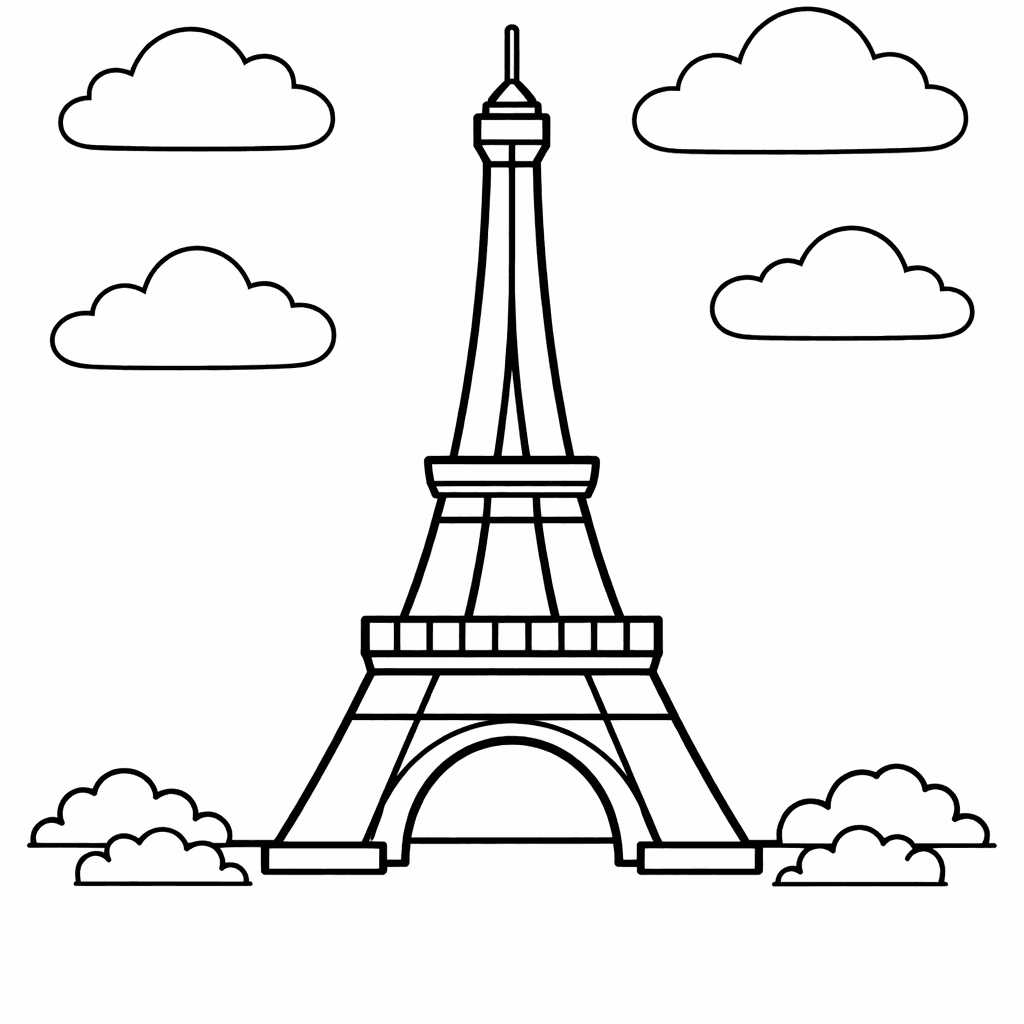 Eiffel Tower Coloring Page — Object Only: Two Or Three Eiffel Towers Side…