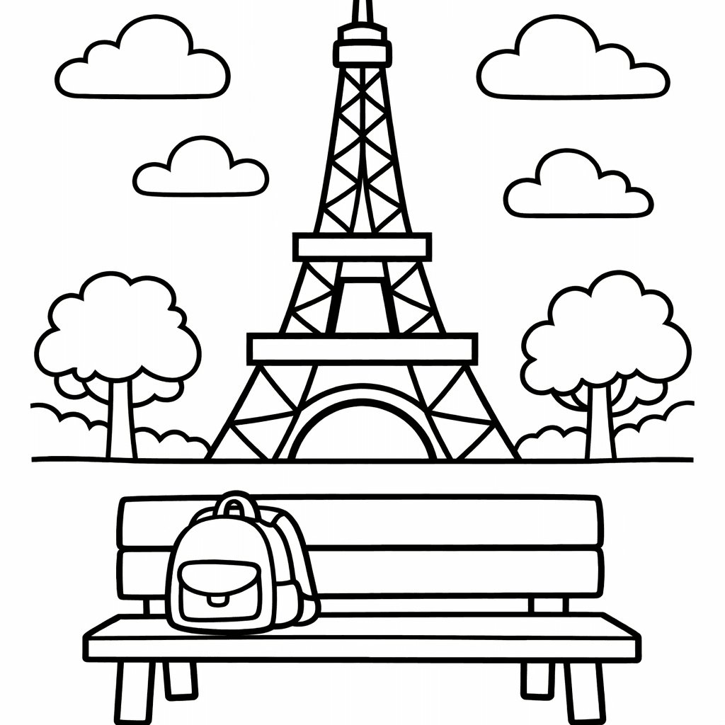 Eiffel Tower Coloring Page — Eiffel Tower Outline
