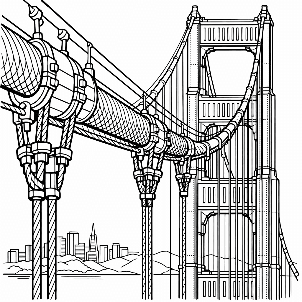 Free printable coloring page: San Francisco Landmark, for ages 7-12