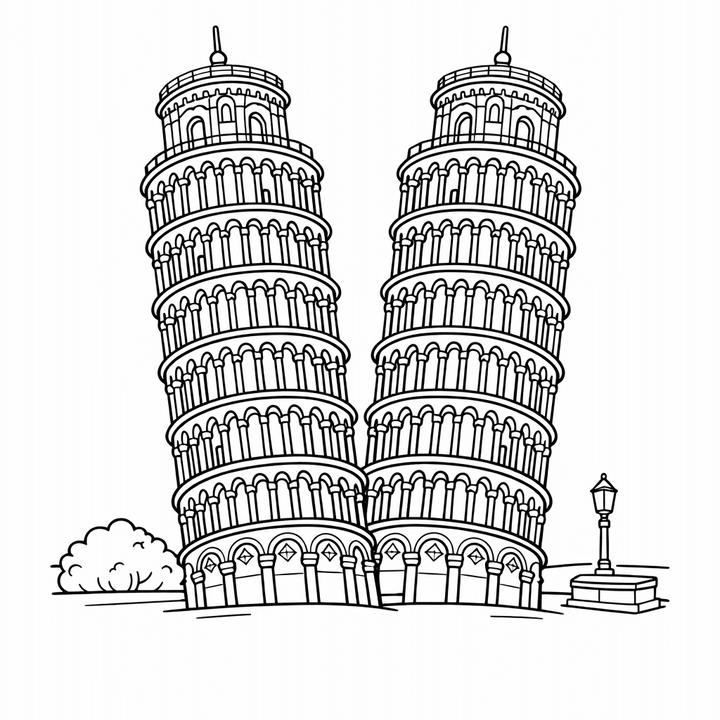 Free printable coloring page: Tower Outline, for ages 7-12