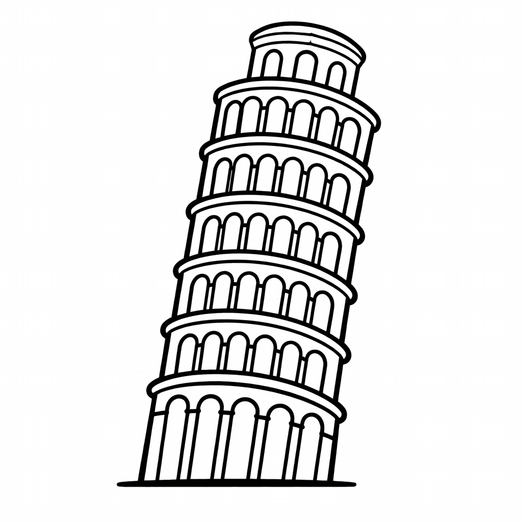 Free printable coloring page: Tower Outline, for ages 3-6