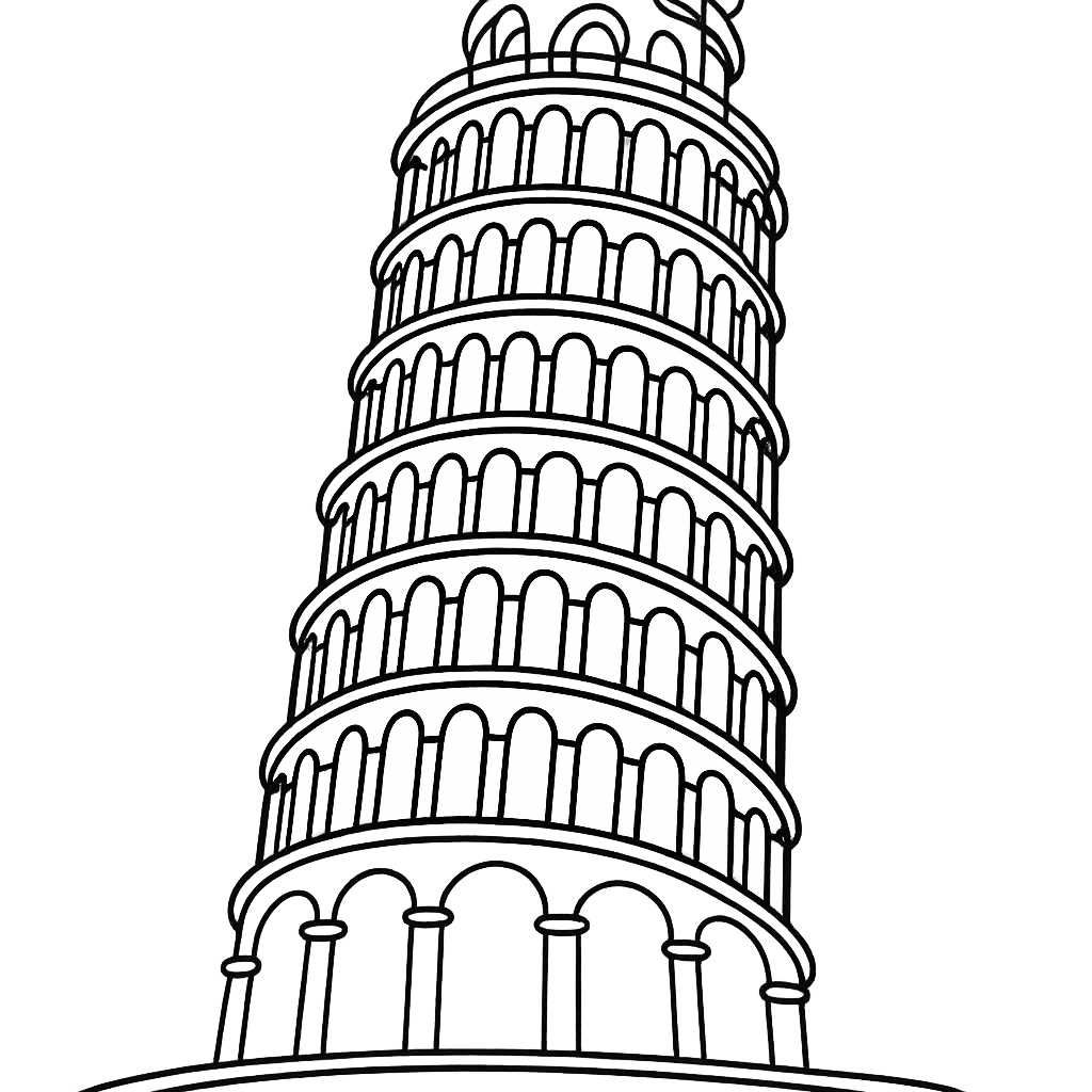 Leaning Tower Coloring Page — Italy Landmark