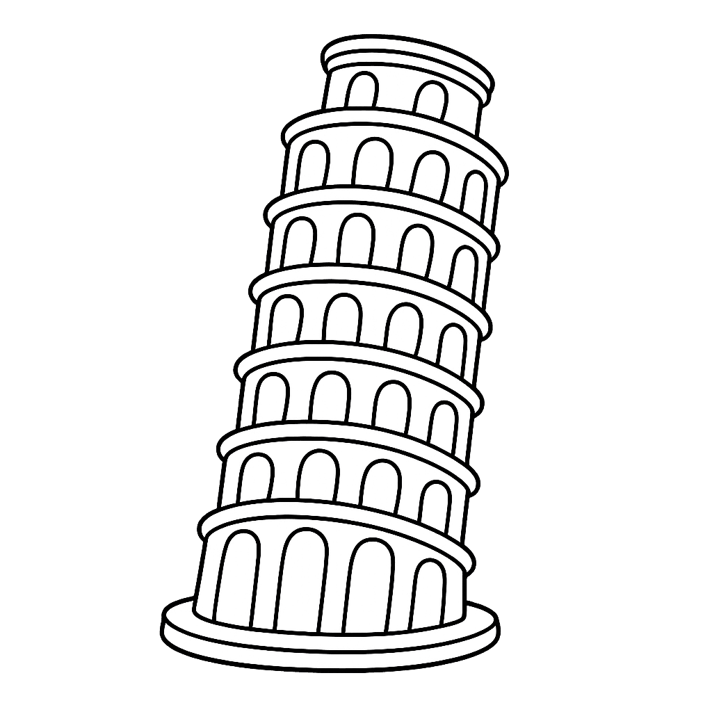 Leaning Tower Coloring Page — Leaning Tower Of Pisa