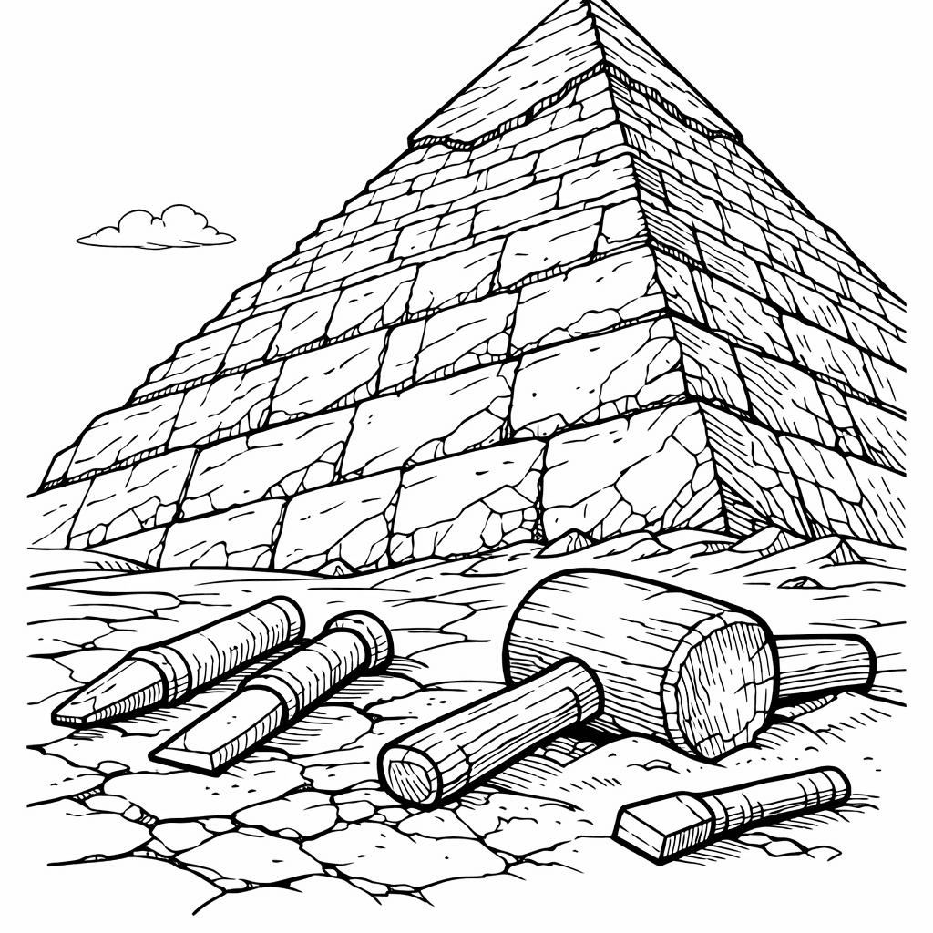 Free printable coloring page: Pyramid Outline, for ages 7-12
