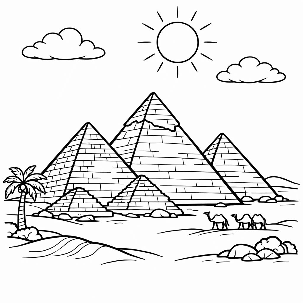 Free printable coloring page: Pyramid Silhouette, for ages 7-12