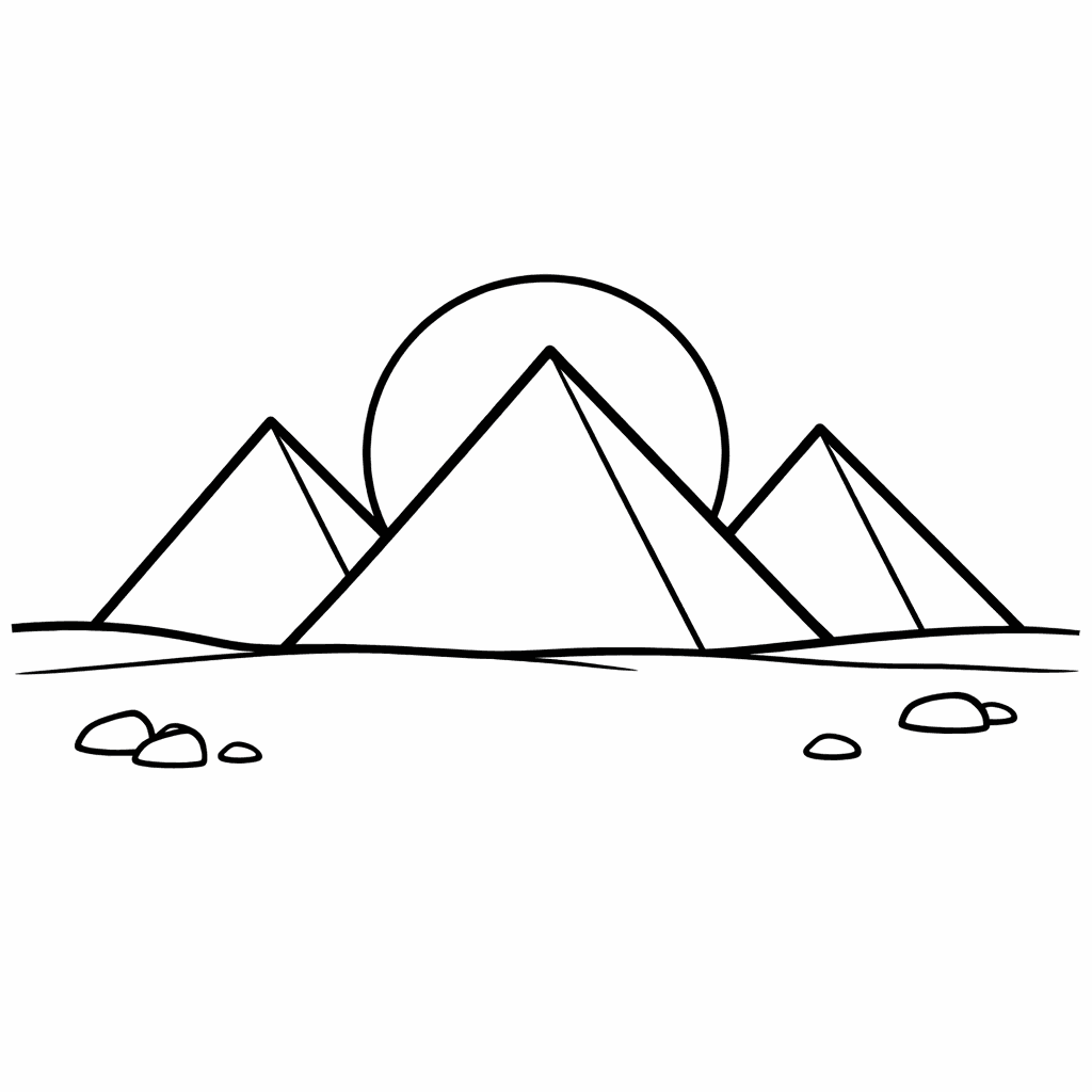 Free printable coloring page: Egypt Pyramids, for ages 3-6
