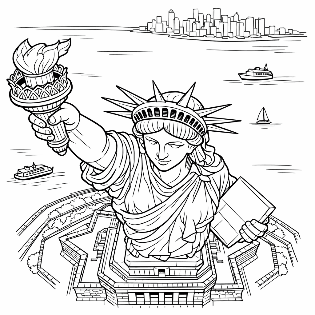 Free printable coloring page: Statue Silhouette, for ages 7-12