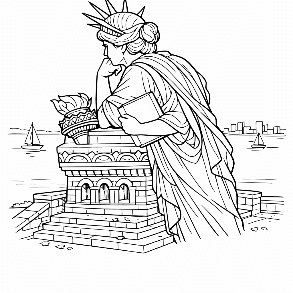 Free printable coloring page: Statue Of Liberty Outline, for ages 7-12