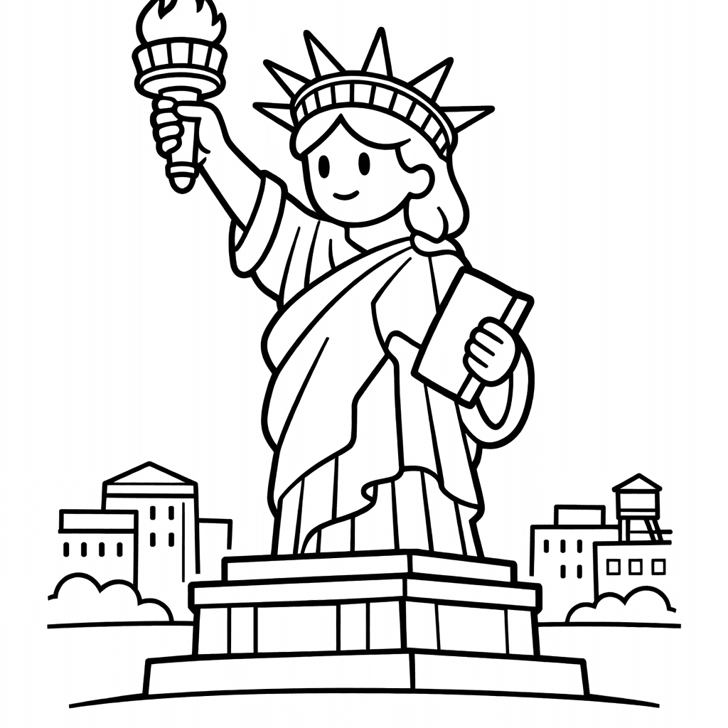 Free printable coloring page: Statue Of Liberty Outline, for ages 3-6