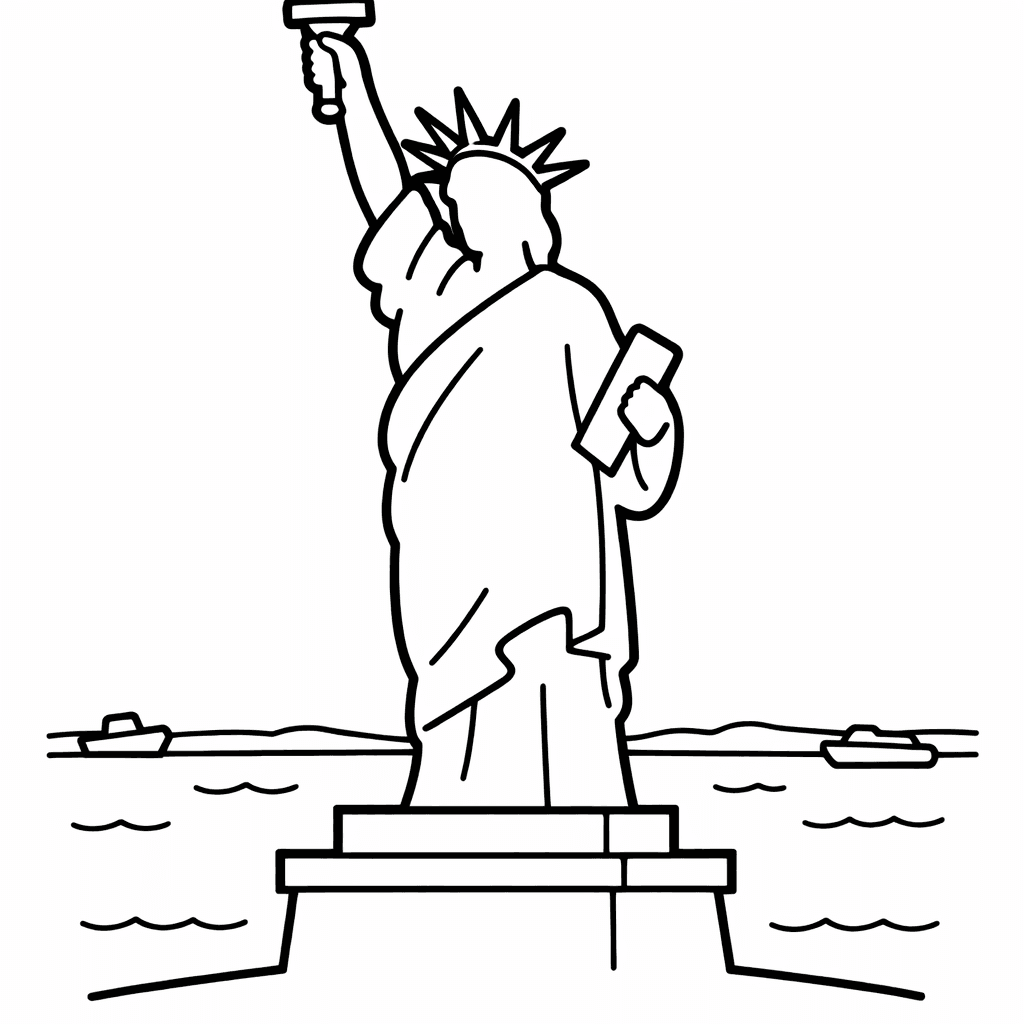 Free printable coloring page: Object Only: Two Or Three Statue Of Libertys…, for ages 3-6