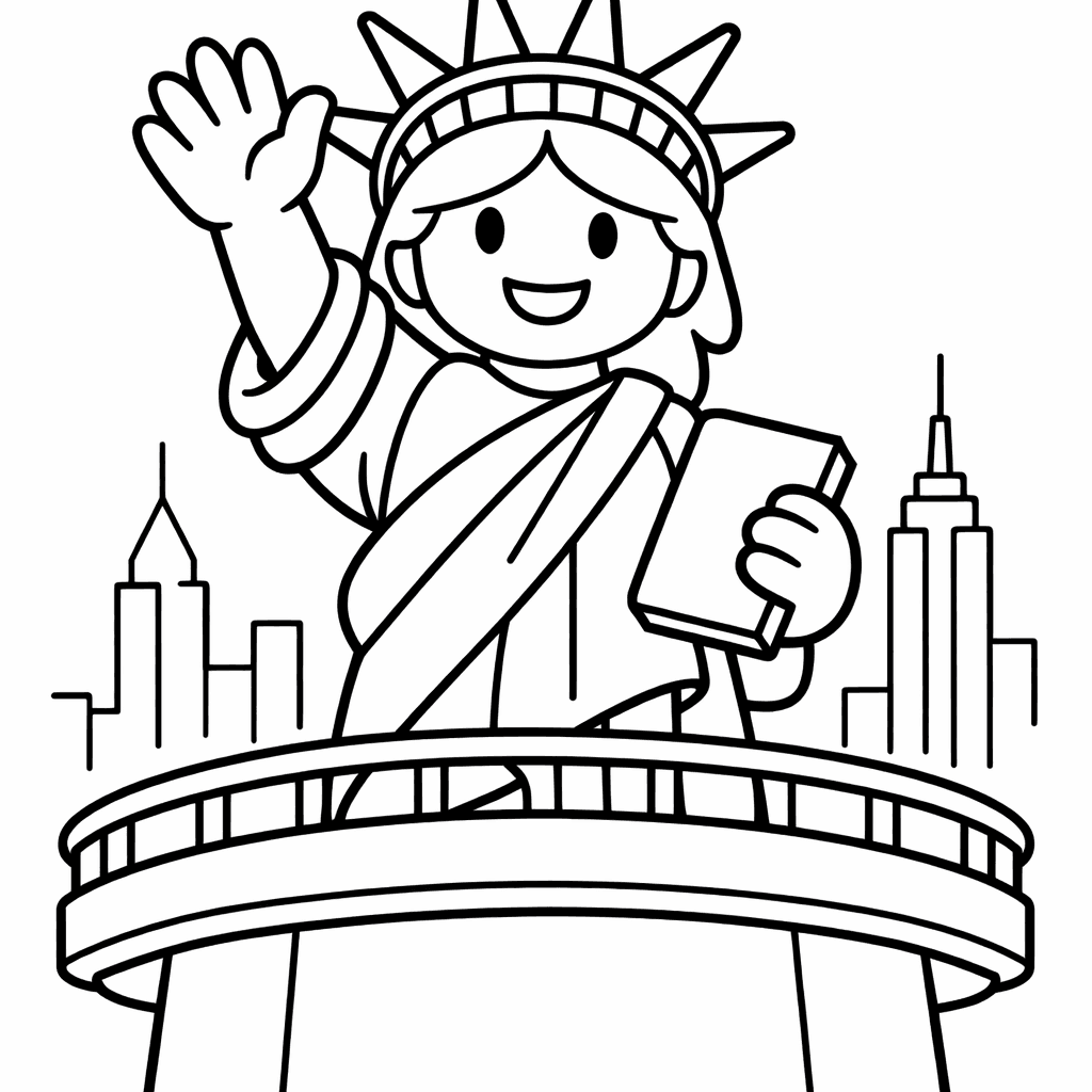 Free printable coloring page: New York Landmark, for ages 3-6