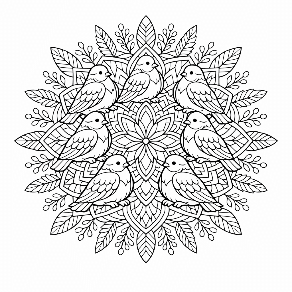 Free printable coloring page: Mandala And Fish, for ages 7-12