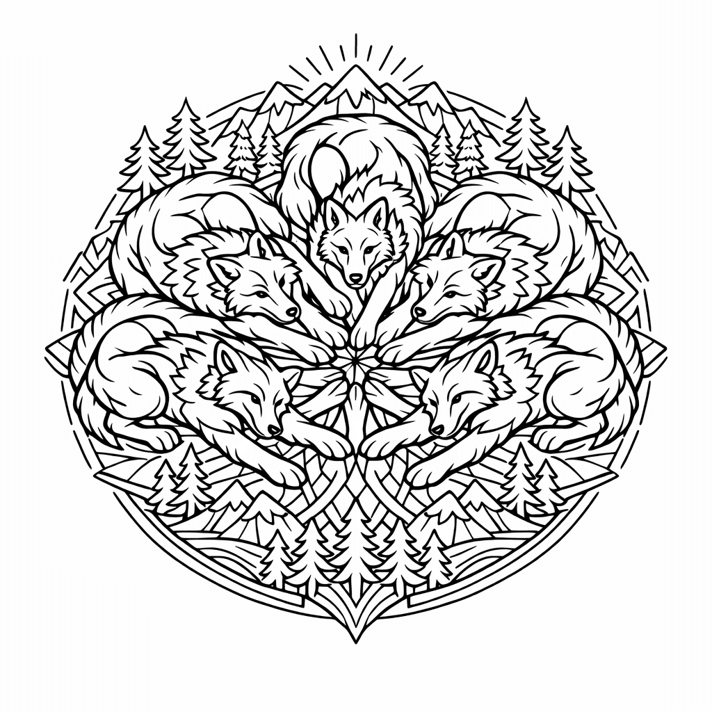 Free printable coloring page: Object Only: Two Or Three Animal Mandalas Side…, for ages 7-12