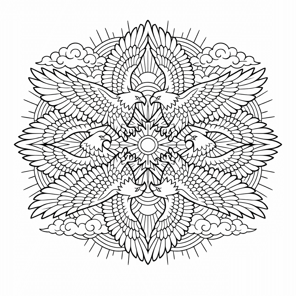 Free printable coloring page: Object Only: A Cute Animal Mandala With Clean…, for ages 7-12