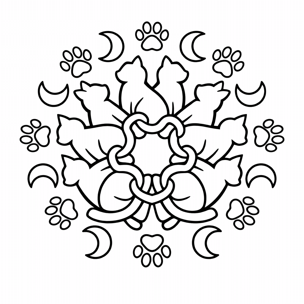 Free printable coloring page: Object Only: A Cute Animal Mandala With Clean…, for ages 3-6